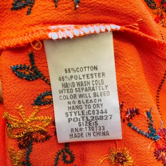 Umgee Orange Embroidered Sleeveless Top - Picture 7 of 7